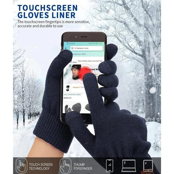 Women's Acrylic Winter Touchscreen Stretch Thermal Magic Warm Wool Gloves - Picture 3 of 6